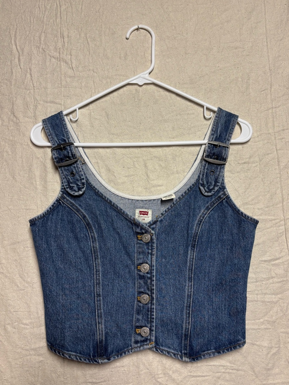 Levi's Blue Denim Button-Front Tank Overalls